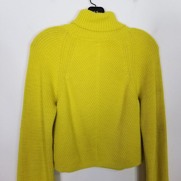 Anthropologie Maeve Cropped Turtleneck Sweater Sz S Yellow Boho Pullover - Picture 9 of 12